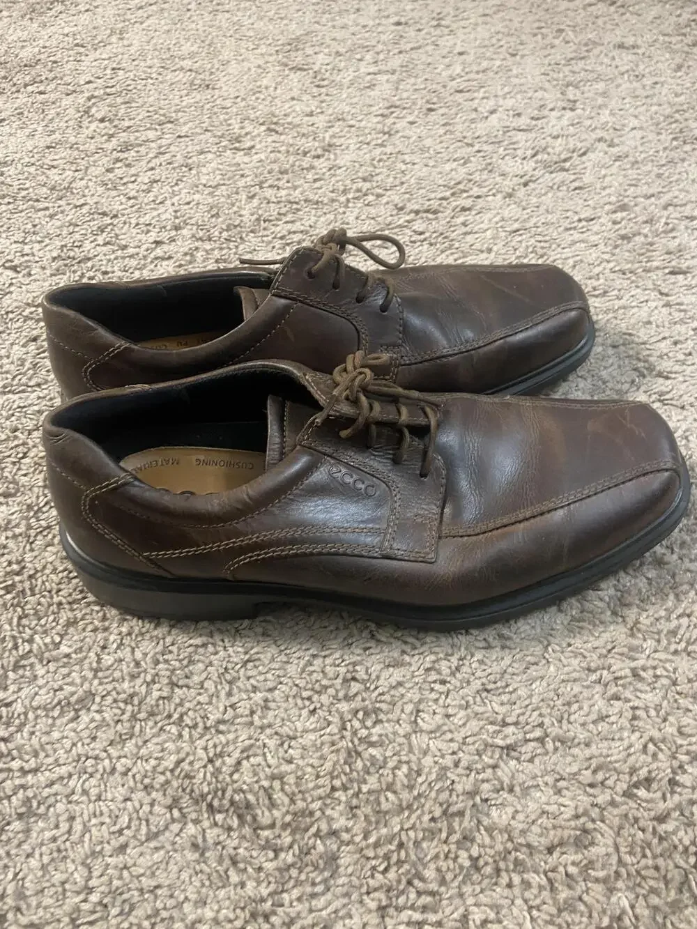 Ecco Biom Shoes Mens Size 11.5 Brown Leather Derby Oxford Lace Up Comfort